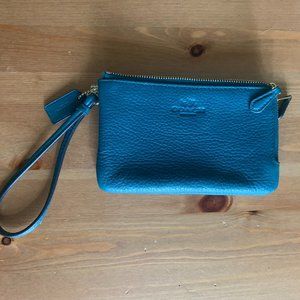 COACH Pebble Leather Double Corner Zip Wristlet